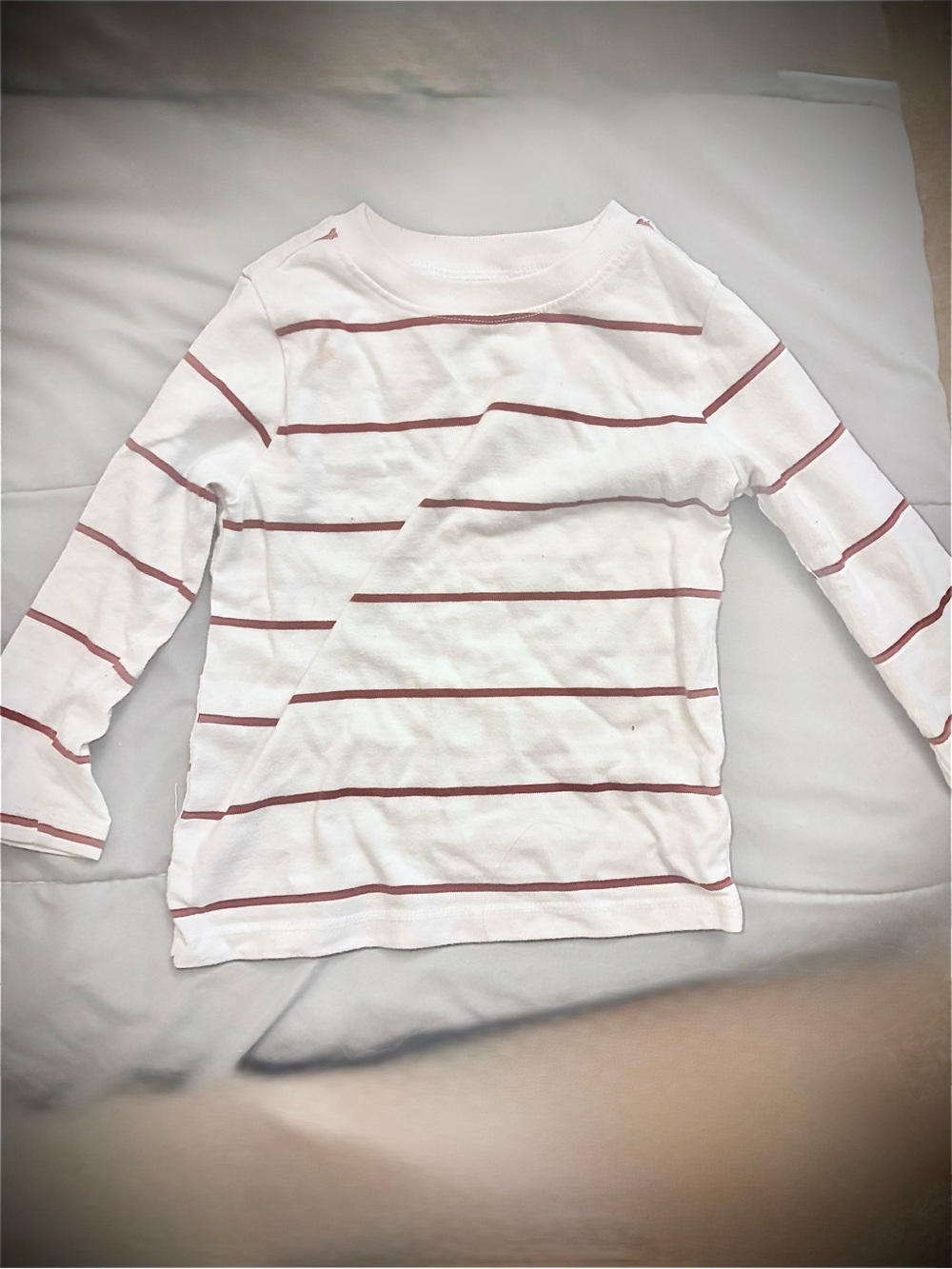 Boys White Long-Sleeve Stripe Top - Classic Red Stripes